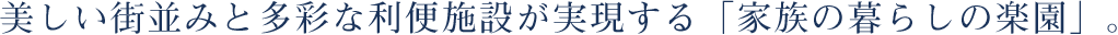美しい街並みと多彩な利便施設が実現する<br>「家族の暮らしの楽園」。